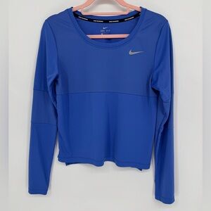 Nike Running Women's Blue Long Sleeve With Breathable Mesh Detail Size Medium